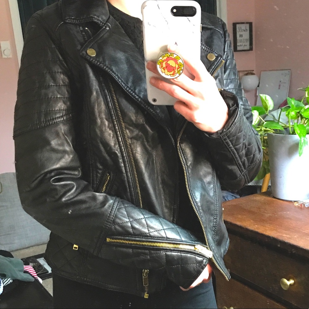 Black Faux Leather Moto Jacket